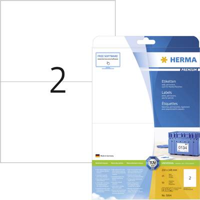 Herma 5064 Adress-Etiketten 210 x 148 mm Papier Weiß 50 St. Permanent haftend Tintenstrahldrucker, Laserdrucker, Farblas