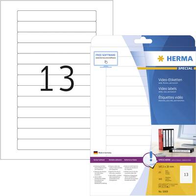 Herma 5069 Universal-Etiketten 147.3 x 20 mm Papier Weiß 325 St. Permanent haftend Tintenstrahldrucker, Laserdrucker, Fa