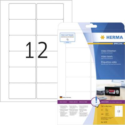 Herma 5070 Universal-Etiketten 78.7 x 46.6 mm Papier Weiß 300 St. Permanent haftend Tintenstrahldrucker, Laserdrucker, F