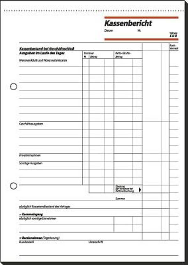 Kassenbericht KA515 DIN A5 50Blatt