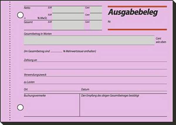 Ausgabebeleg DIN A6 quer 50Blatt