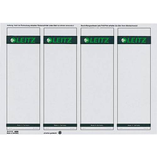Leitz Ordner-Etiketten 1685-20-85 61 x 191 mm Papier Grau Permanent haftend 100 St.