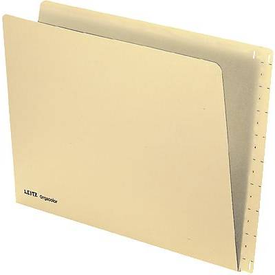 Eine beige Dokumentenmappe von Leitz mit der Aufschrift 'organizer'.