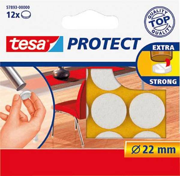 tesa Filzgleiter Weiß (Ø) 22 mm 12 St.
