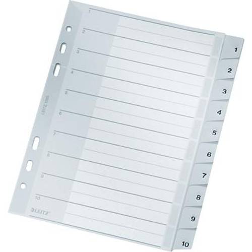 Leitz 1285 Register DIN A5, Überbreite 1-10 Polypropylen Grau 10 Registerblätter 12850000