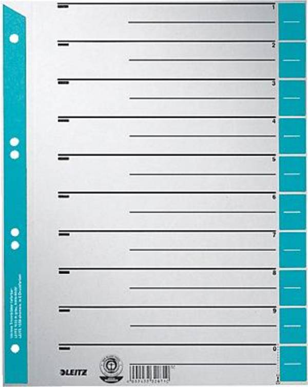 Leitz Trennblätter 1652/1652-00-30 hellblau 230g/qm Inh.100