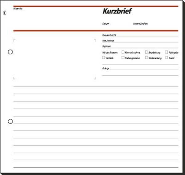 Formularbuch Kurzbrief 2/3 A4 VE=50 Blatt