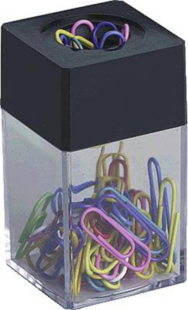 Magnetdose 4,2x7x4,2cm  tr/sw +30Briefklammern
