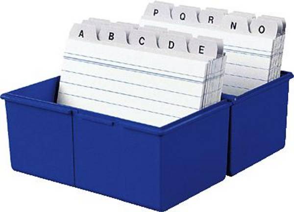 HAN SIGNAL 978-14 Karteibox Blau  DIN A8 quer Stahlscharnier, Deckel als zusätzlicher Trog nutzbar