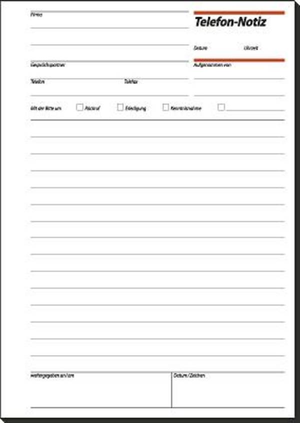 Formularbuch Telefonnotiz A5 VE=50 Blatt