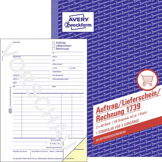 Avery Zweckform 1739 Auftrag/Lieferschein/Rechnung, A5 ...