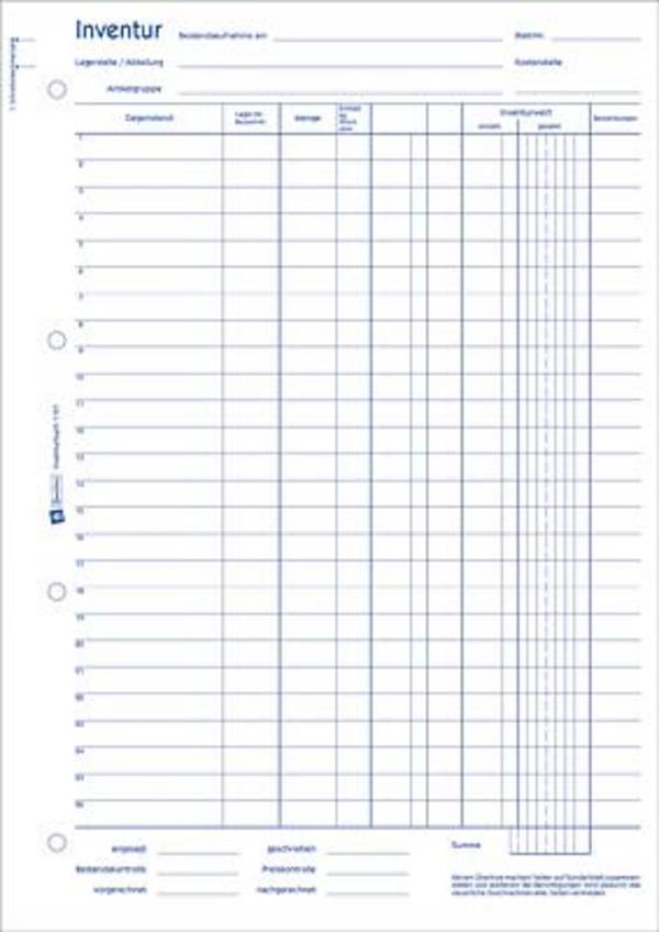 Inventurbuch DIN A4 50Blatt