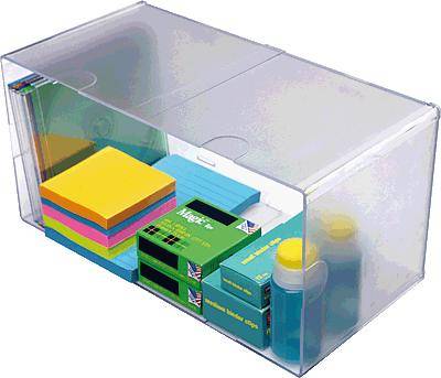 Deflect-o Organisationsbox CUBE 350501 doppelt 1Fach glasklar-1