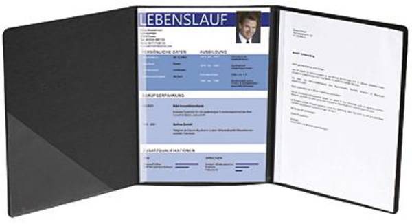 Bewerbungsmappe A4 3-teilig Karton 400g/qm schwarz