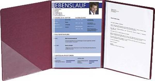 Bewerbungsmappe A4 3-teilig Karton 400g/qm bordeauxrot