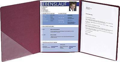 Bewerbungsmappe A4 3-teilig Karton 400g/qm bordeauxrot-0