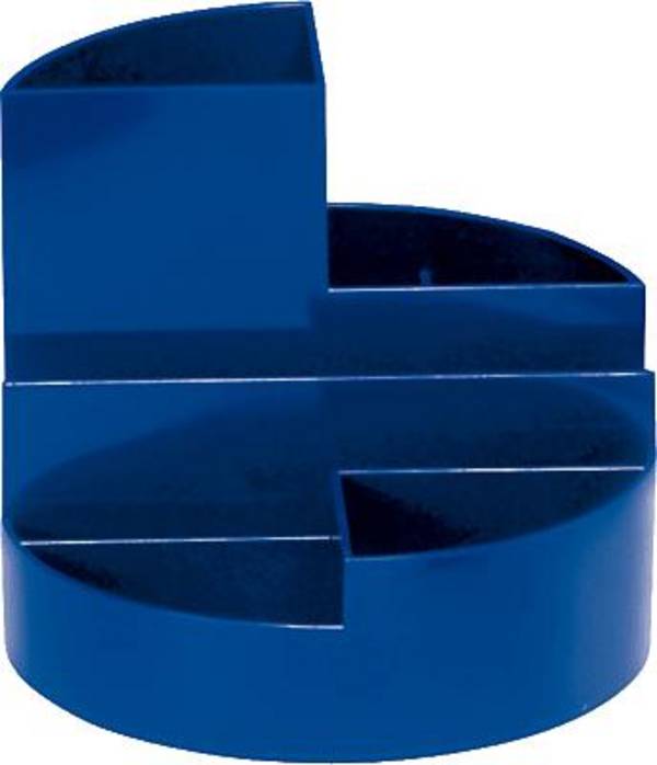 Stifteköcher rund 6Fächer Kunststoff blau