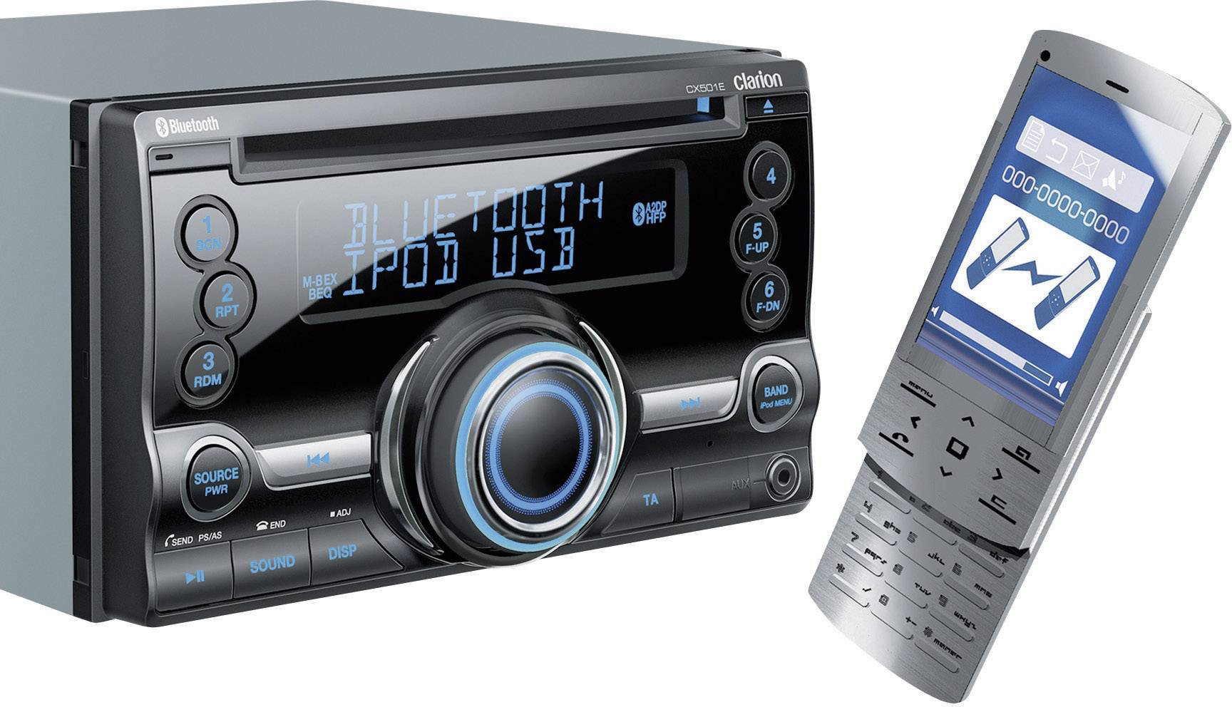 Double DIN car stereo Clarion CX501E from