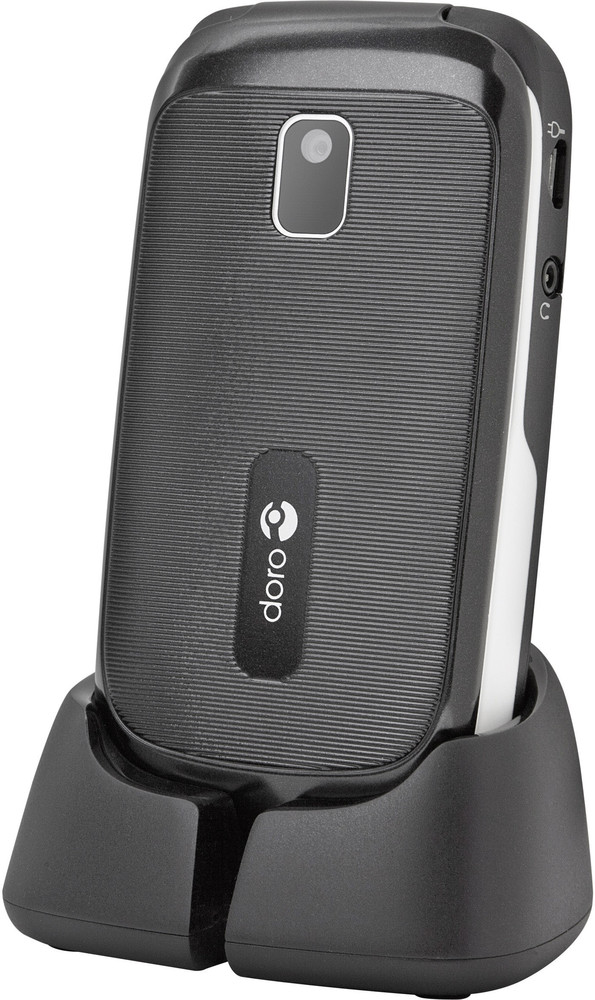 doro PhoneEasy 612 SeniorenKlappHandy mit Ladestation Schwarz, Weiß
