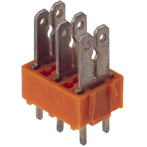 Weidmüller 9500440000 Flachsteckverteiler Steckbreite: 6.3 mm Steckdicke: 0.8 mm 180 ° Teilisoliert Orange, Silber 100 S...