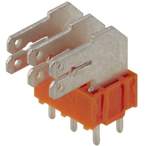 Weidmüller 9511420000 Flachsteckverteiler Steckbreite: 6.3 mm Steckdicke: 0.8 mm 90 ° Teilisoliert Orange, Silber 100 St...