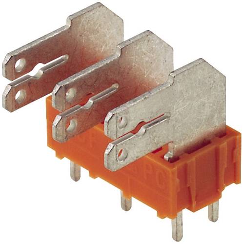 Weidmüller 9511630000 Flachsteckverteiler Steckbreite: 6.3 mm Steckdicke: 0.8 mm 90 ° Teilisoliert Orange, Silber 100 St...