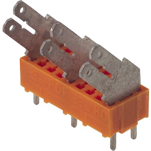 Weidmüller 9512170000 Flachsteckverteiler Steckbreite: 6.3 mm Steckdicke: 0.8 mm 135 ° Teilisoliert Orange, Silber 50 St...