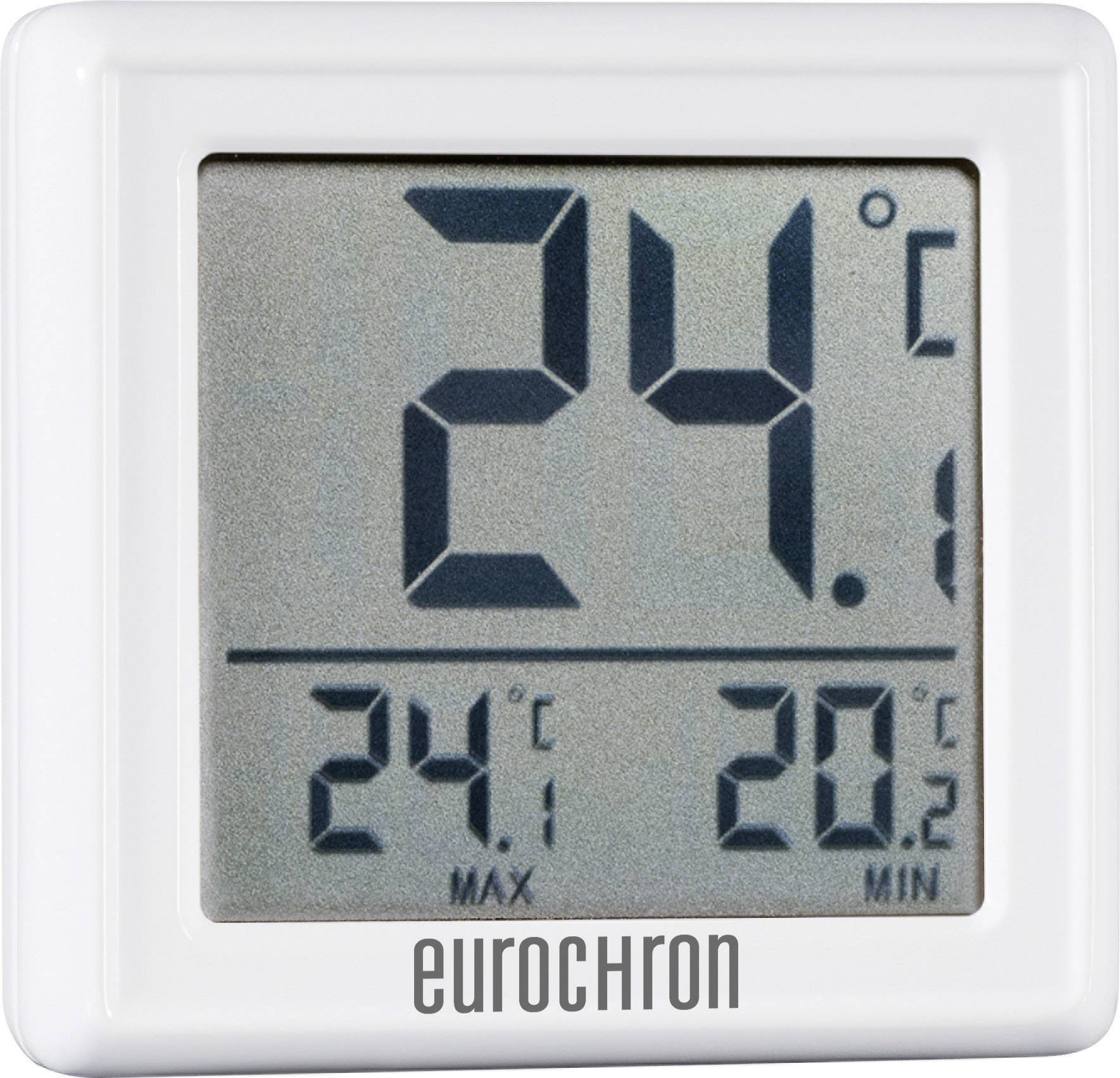 Digitales Thermometer zeigt 24°C an, mit Höchsttemperatur von 24,1°C und Mindesttemperatur von 20,2°C. Markennamen unten.