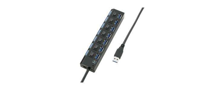 Renkforce – Hub 7 ports USB 3.2 gén. 1 (USB 3.0) à commutation individuelle →