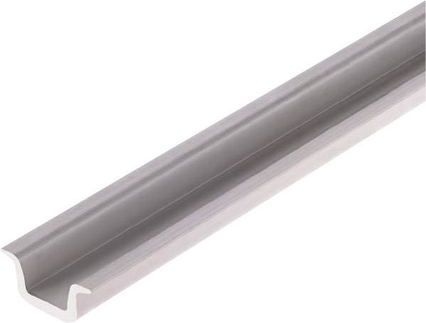Metallschiene in C-Form, seitlich abgebildet. Sie zeigt eine runde Kante und einen glatten, silberfarbenen Aufbau.