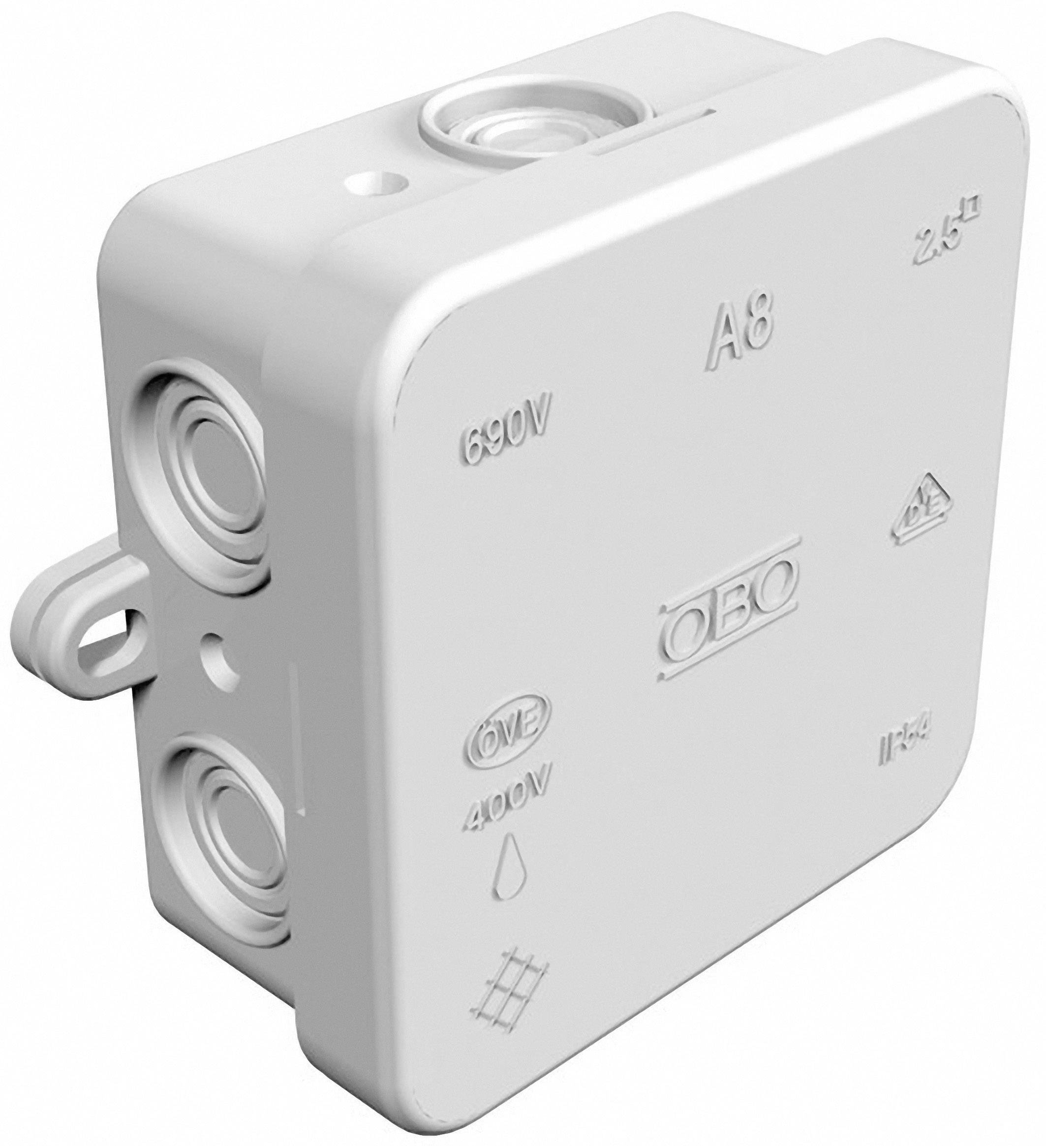 OBO Bettermann 2000016-G Abzweigkasten (L x B x H) 75 x 75 x 36.2 mm Lichtgrau (RAL 7035) IP55 1 St.