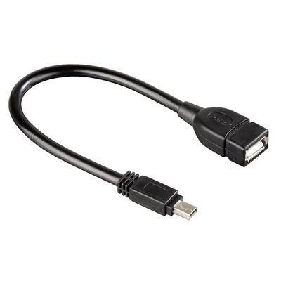 Hama USB-Kabel USB 2.0 USB-Mini-B Stecker, USB-A Buchse 0.15 m Schwarz vergoldete Steckkontakte 00039626