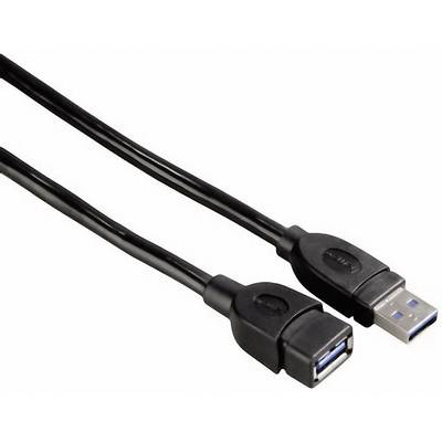 Hama USB-Kabel USB 3.2 Gen1 (USB 3.0 / USB 3.1 Gen1) USB-A Stecker, USB-A Buchse 3.00 m Schwarz vergoldete Steckkontakte