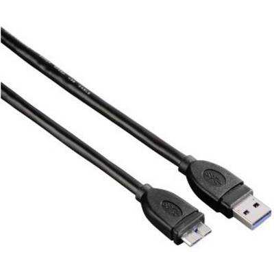 Hama USB-Kabel USB 3.2 Gen1 (USB 3.0 / USB 3.1 Gen1) USB-A Stecker, USB-Micro-B 3.0 Stecker 1.80 m Schwarz vergoldete St