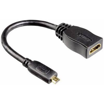 Hama 00083095 HDMI Adapter [1x HDMI-Stecker D Micro - 1x HDMI-Buchse] Schwarz vergoldete Steckkontakte 10.00 cm