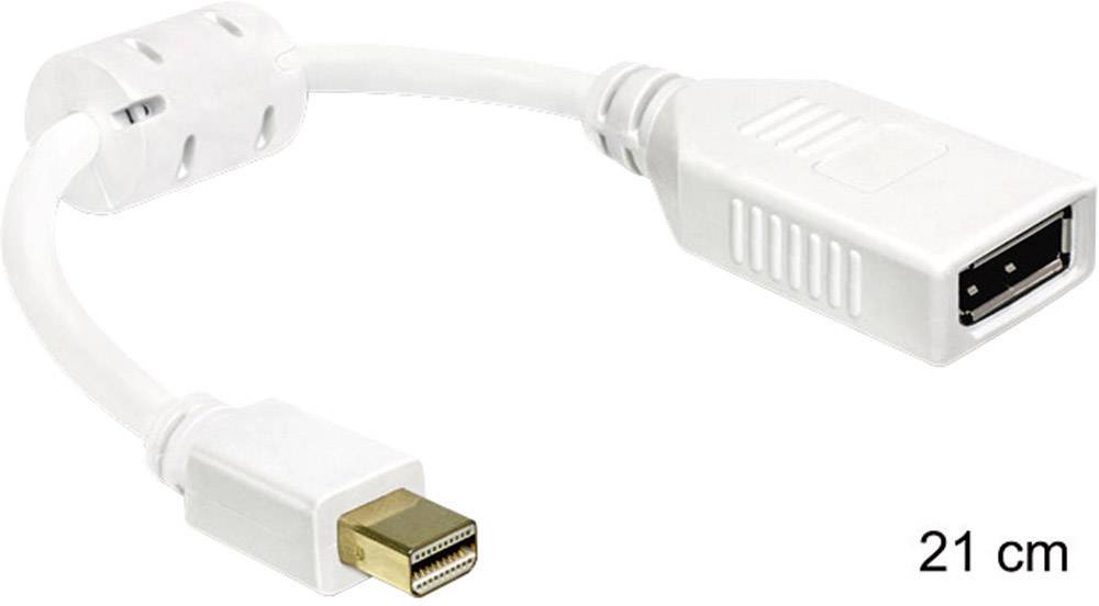 DELOCK DisplayPort Adapter [1x Mini-DisplayPort Stecker - 1x DisplayPort Buchse] Weiß mit Ferritkern