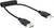 Schwarzes USB-Kabel mit Spiralkabel in der Mitte, zwei USB-Steckern an den Enden. Ideal für flexible Verbindungen.
