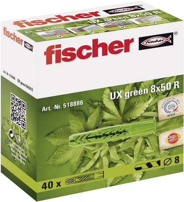 Fischer 518886 UX GREEN 8 x 50 R Universaldübel 50 mm 8 mm 40 St.