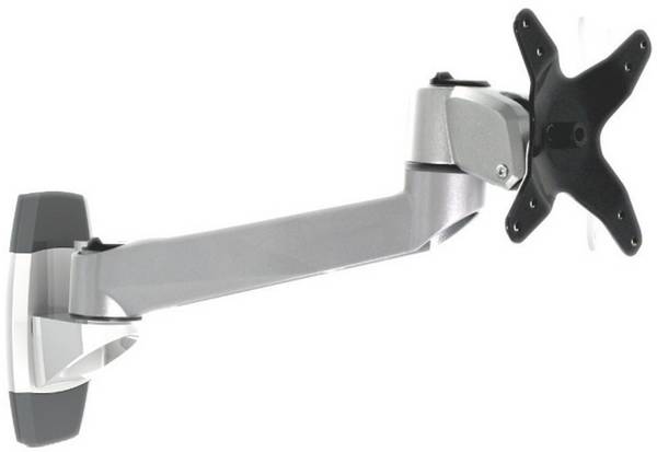 SpeaKa Professional SP-1624848 Swivel  Monitor-Wandhalterung 1 Display(s) 25,4 cm (10") - 76,2 cm (30") Silber-Schwarz Neigbar, Schwenkbar, Rotierbar