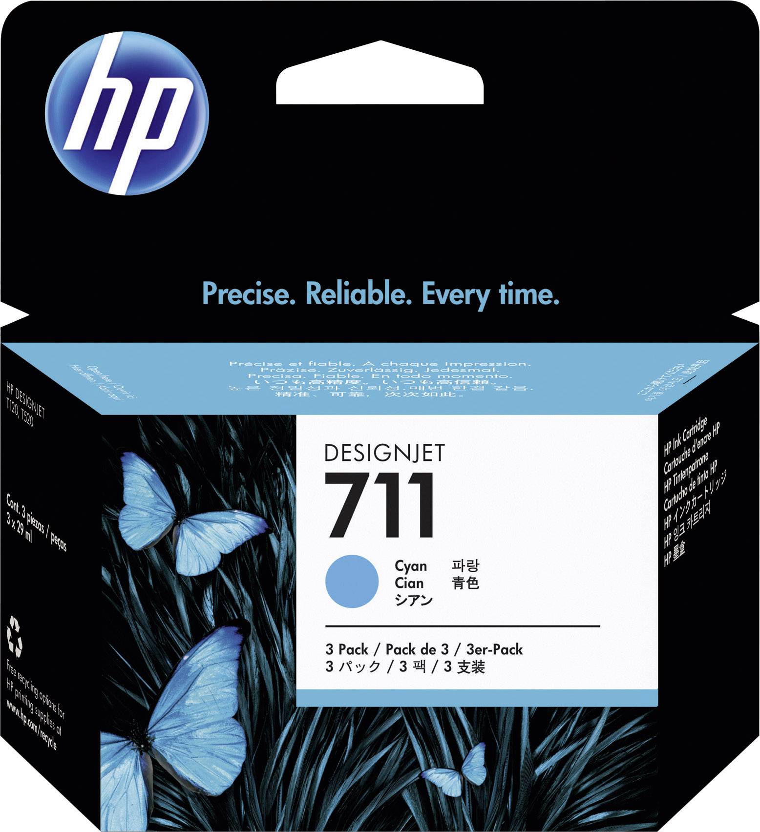 HP 711 3er Pack Cyan Tintenpatrone