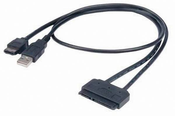 Akasa Festplatten/SSD Adapter [1x SATA-Kombi-Buchse 7+15pol. - 1x USB 2.0 Stecker A, eSATA-Stecker 7pol.]  0.40 m