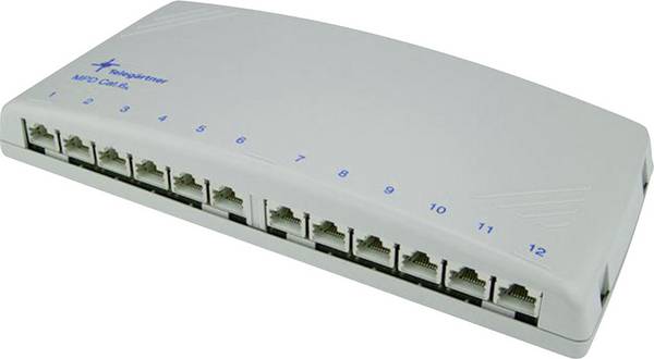 Telegärtner 100006998 12 Port Netzwerk-Patchpanel CAT 6a 1 HE Grau Bestückt