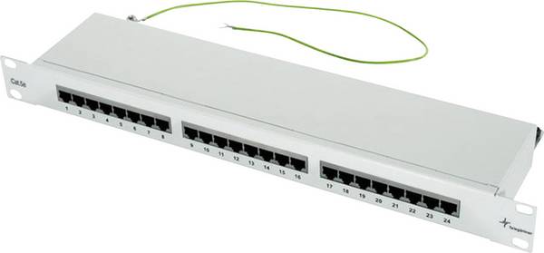 Telegärtner J02023B0017 24 Port Netzwerk-Patchpanel 483 mm (19") CAT 5e 1 HE Grau Bestückt