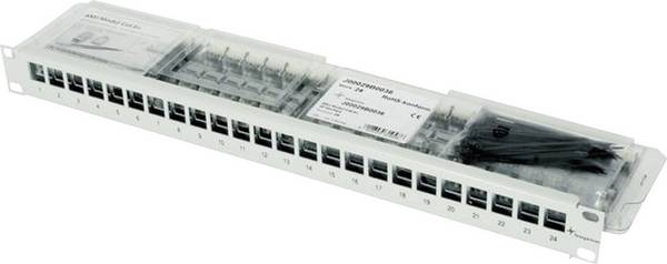 Telegärtner 100007029 24 Port Netzwerk-Patchpanel 483 mm (19") CAT 6a 1 HE Grau Bestückt