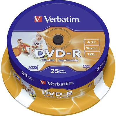 Verbatim 43538 DVD-R Rohling 4.7 GB 25 St. Spindel Bedruckbar