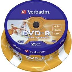 Image of Verbatim 43538 DVD-R Rohling 4.7 GB 25 St. Spindel Bedruckbar