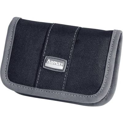 Schwarzes Etui mit grauem Rand und dem Aufdruck 'hama' auf der Vorderseite.