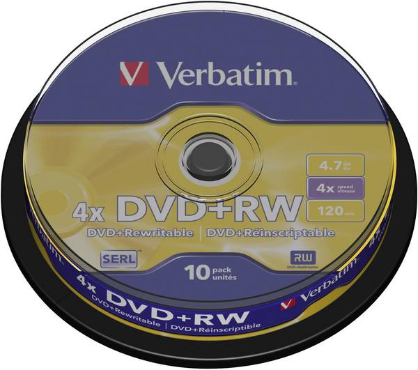 Verbatim 43488 DVD+RW Rohling 4.7 GB 10 St. Spindel Wiederbeschreibbar