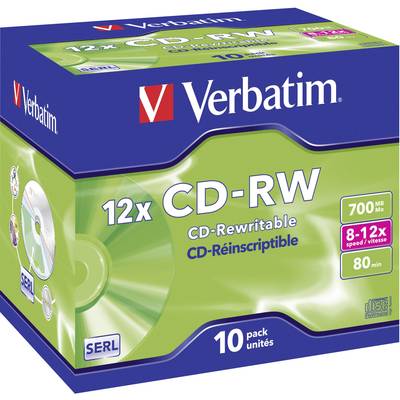 Verbatim 43148 CD-RW Rohling 700 MB 10 St. Jewelcase Wiederbeschreibbar