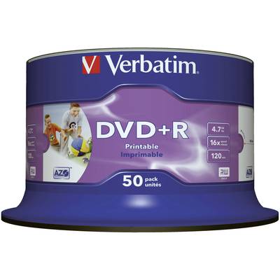 Verbatim 43651 DVD+R Rohling 4.7 GB 50 St. Spindel Bedruckbar
